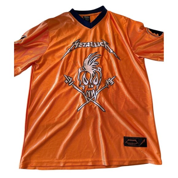 Metallica Hardwired Orange Jersey Shirt L 100% Polyester Hardwired To Self-Destr - Picture 1 of 11